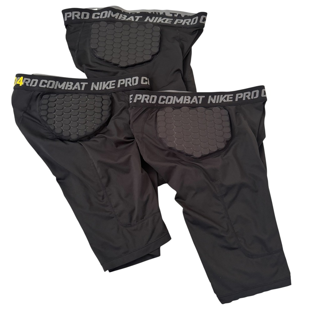 Nike Large Black Pro Combat Hyperstrong Padded Compression Football Shorts 3pk